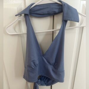 Collared blue crop top